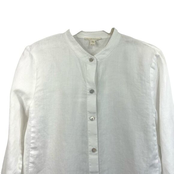 Eileen Fisher 100% organic linen button up tunic shirt‎ Size XXS white - Picture 3 of 6